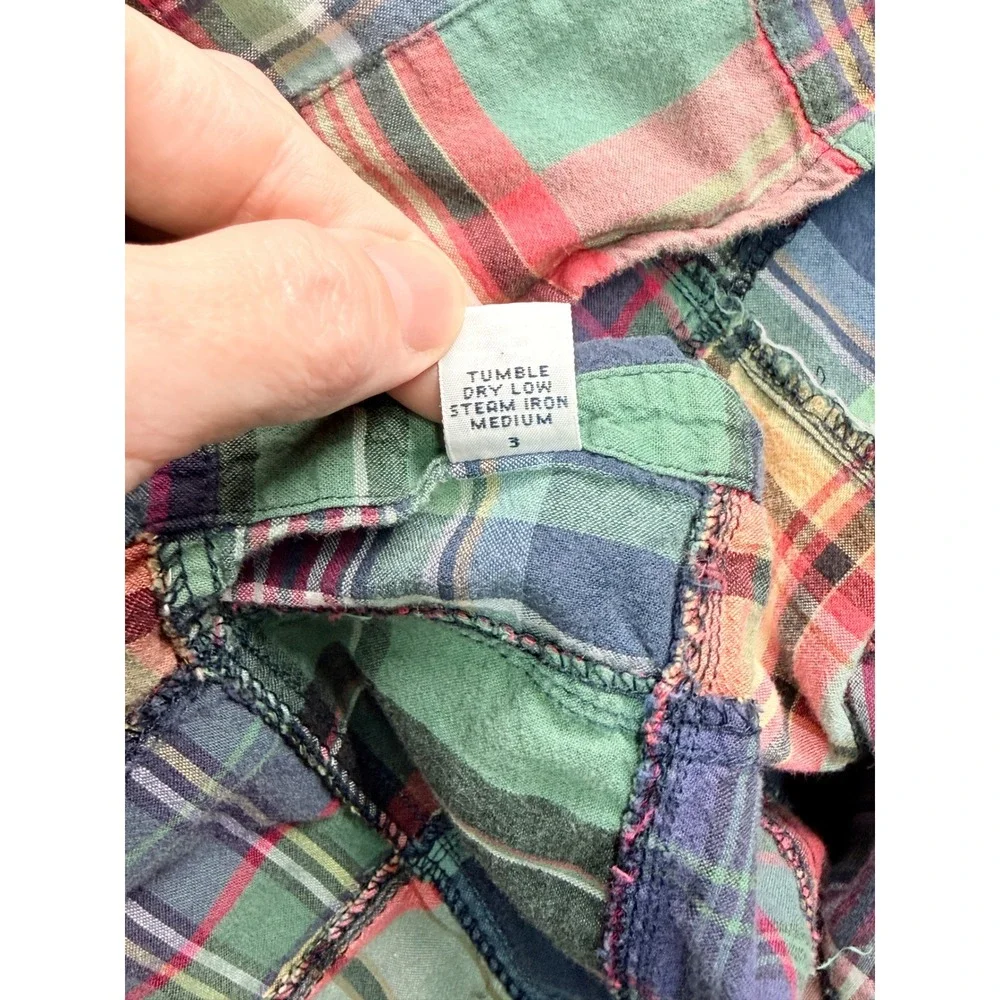 vtg 90s Polo Ralph Lauren Mens‎ sz XL Patchwork madras Plaid Button Down Shirt